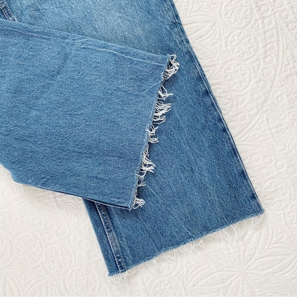 Zara Women's High Rise Distressed Raw Hem Jeans - Picture 3 of 5